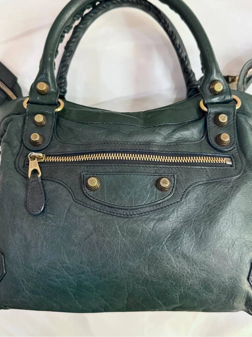 Dark green Balenciaga City bag with Strap